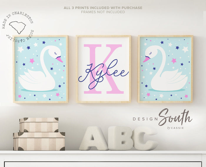 Swan baby gift, personalized gift, swan gifts, nursery decor, white swans, baby room, baby girl, baby decor, nursery decor, baby shower gift