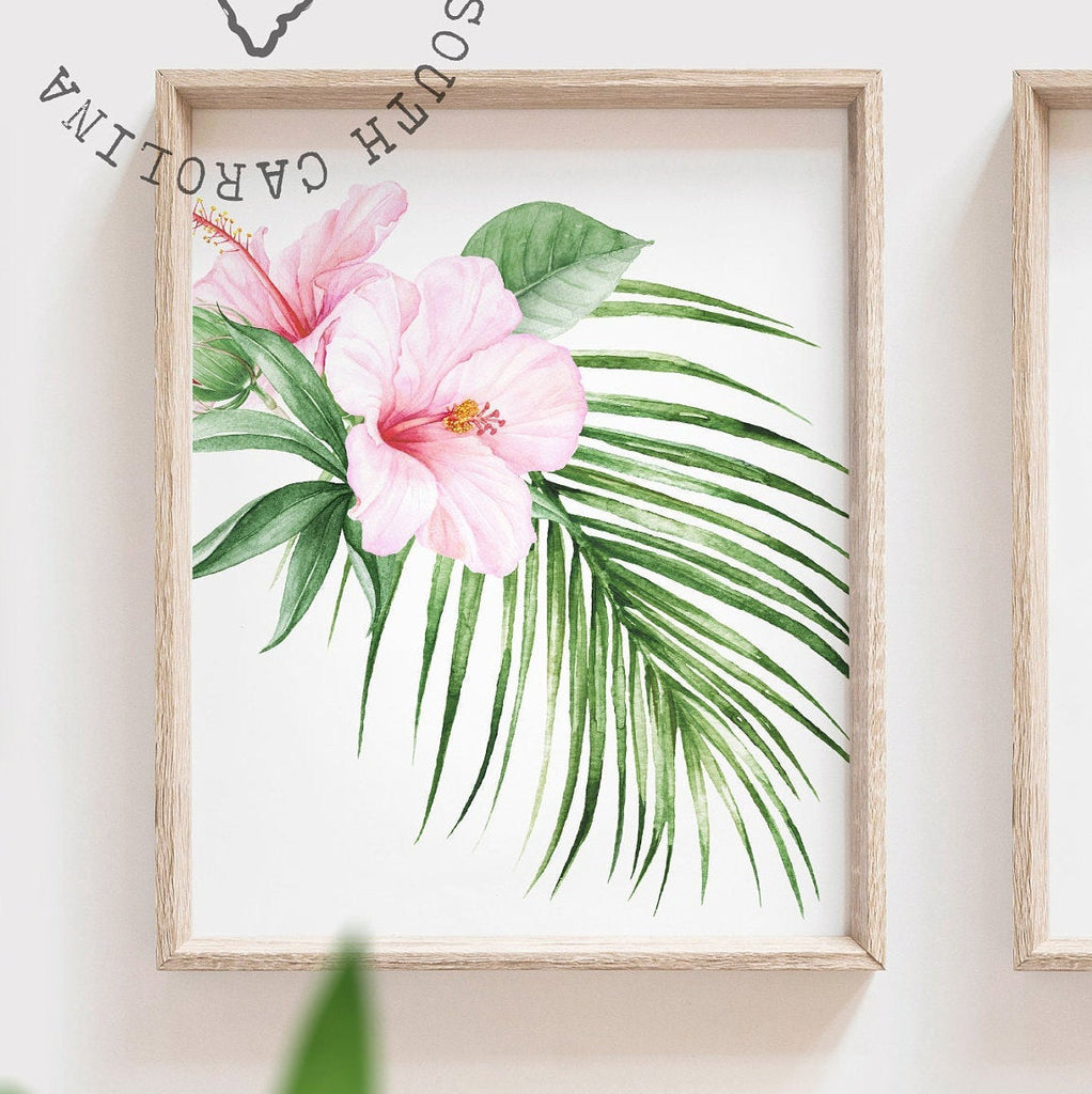 Baby girl nursery wall art, tropical theme baby shower gift for girl, palm leaf nursery, tropical baby girl nursery, hawaiian nursery decor