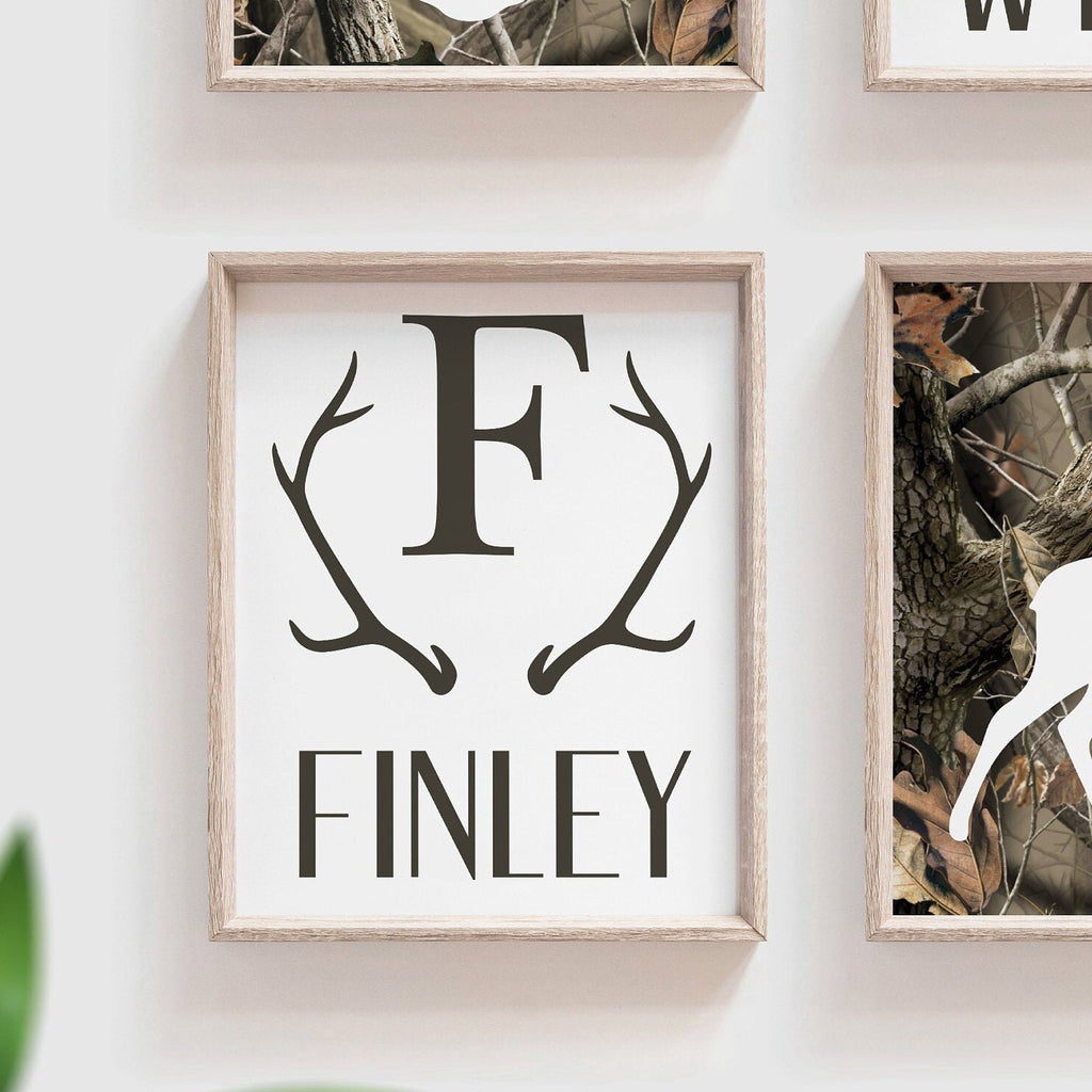 Brother shared room art, camo bedroom, hunting camo, decor for boys eight point buck, antlers, hunting, camouflage kids, brother hunting art