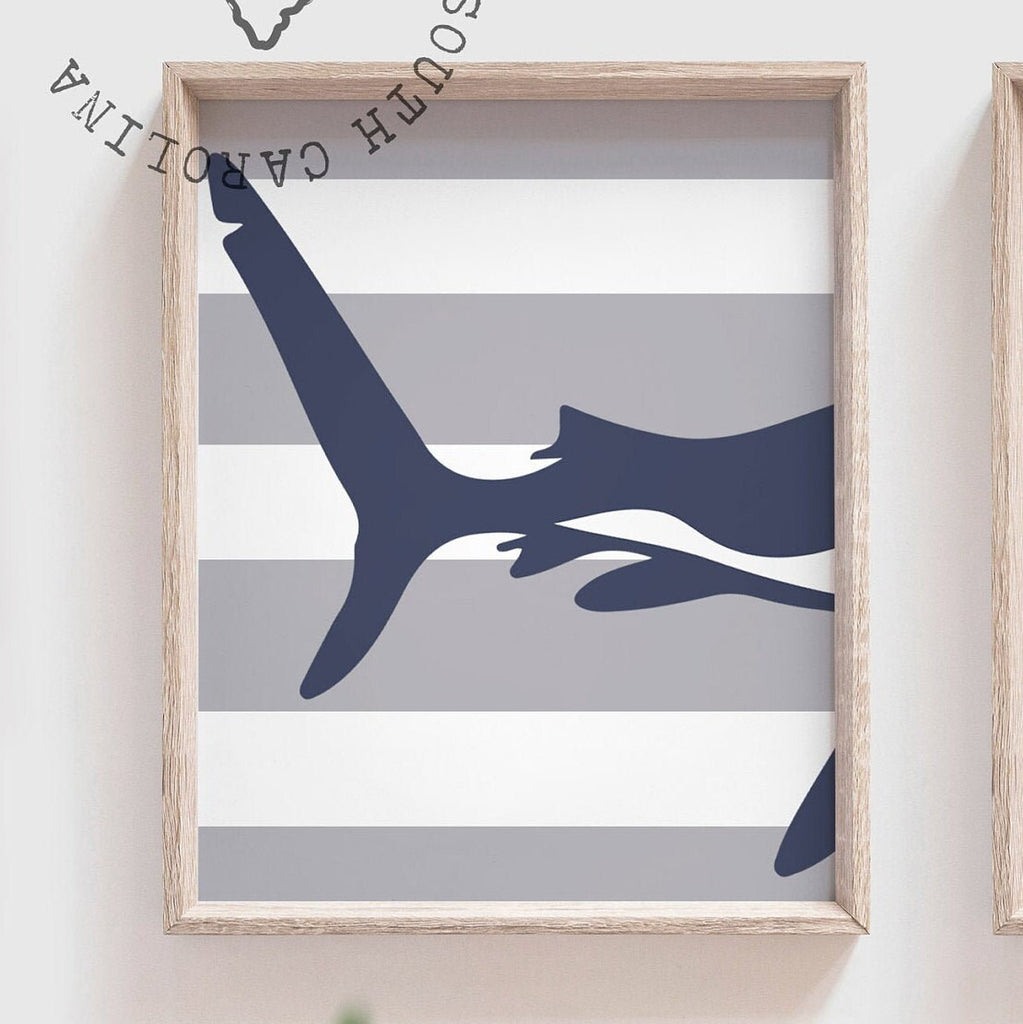 Shark bathroom decor, boys shark bathroom, boys bathroom wall art idea, shark gift for boy, shark theme bathroom, wash brush floss navy gray