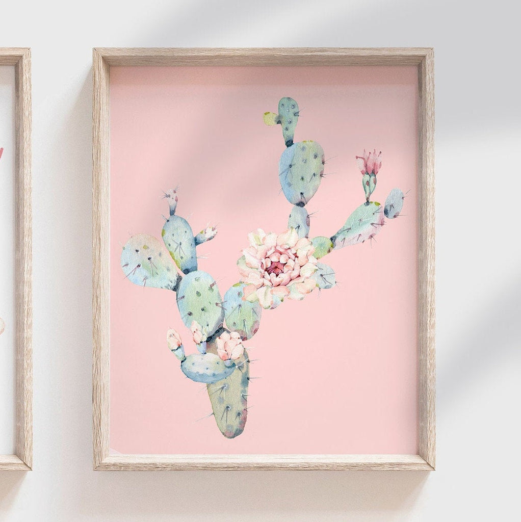 Baby girl nursery wall art, succulent theme baby shower, pink and mint wall art for baby, girl's bedroom decor ideas, cactus theme nursery