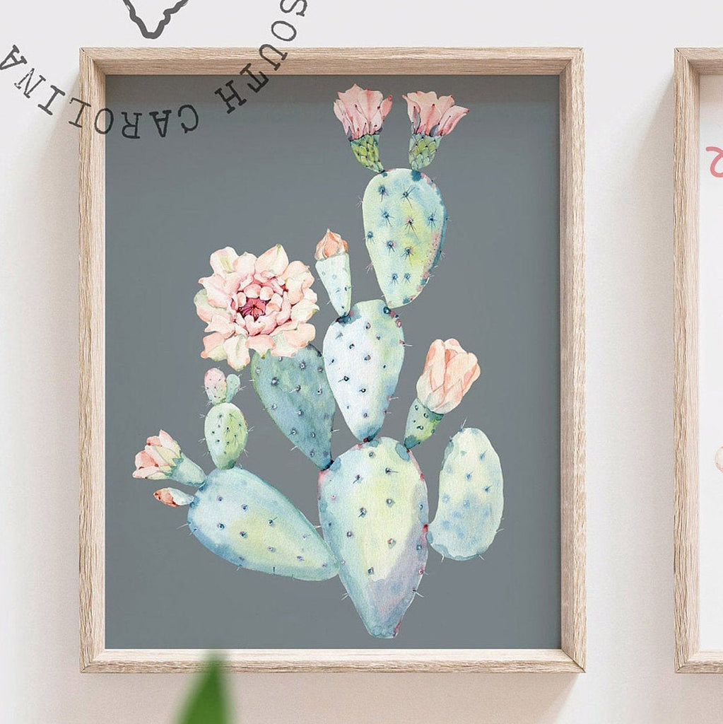 Baby girl nursery wall art, succulent theme baby shower, pink and mint wall art for baby, girl's bedroom decor ideas, cactus theme nursery