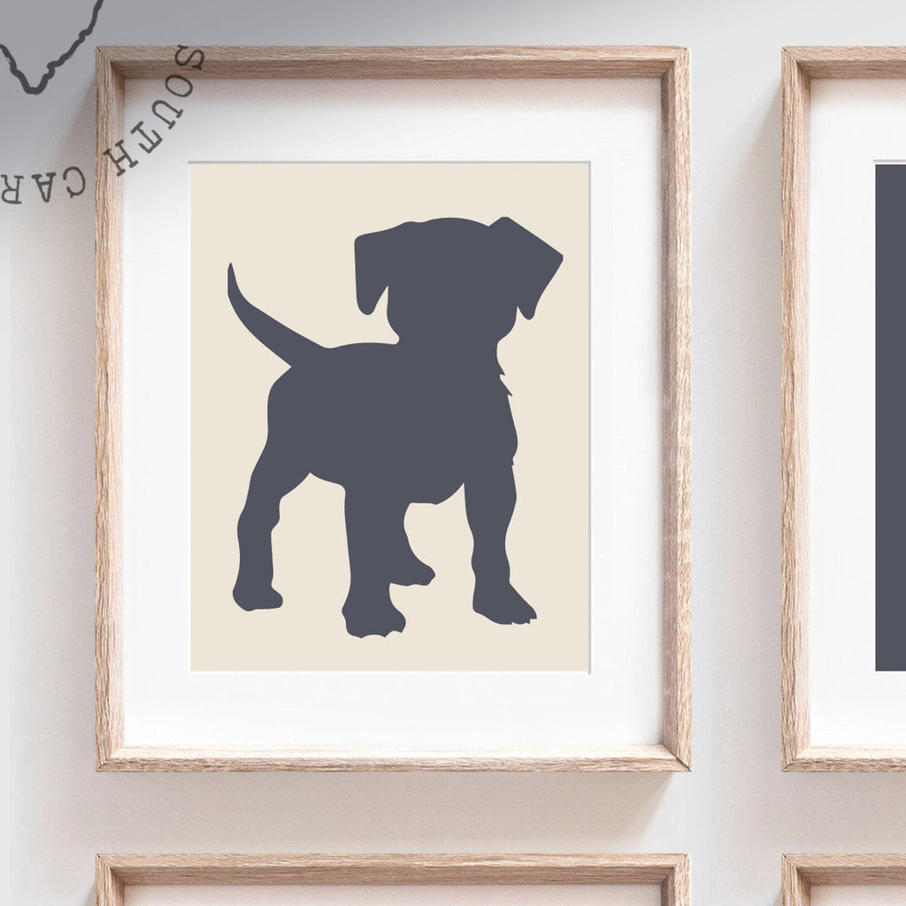 Rustic nursery decor, blue and green nursery decor, boys puppy dog wall decor, boy bedroom decor, personalized boys art, puppy dog paw print – unframed wall art print for kids room or nursery.