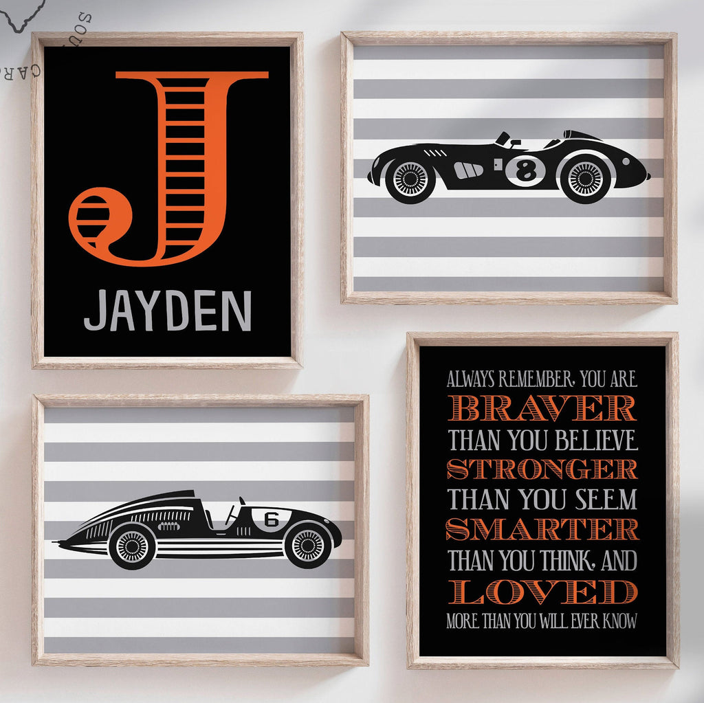 Race car art, race car nursery, race car nursery theme, boys race car nursery, race cars, boys racing bedroom, boys racing, race car posters