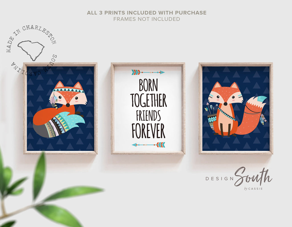 woodland_prints,forest_nursery_art,woodland_art,twin_nursery_art,twin_nursery_decor,born_together,friends_forever,twin_quote_wall_art,tribal_animals,shared_twin_room,twin_bedroom_decor,twin_bedroom_art,gift_for_twins