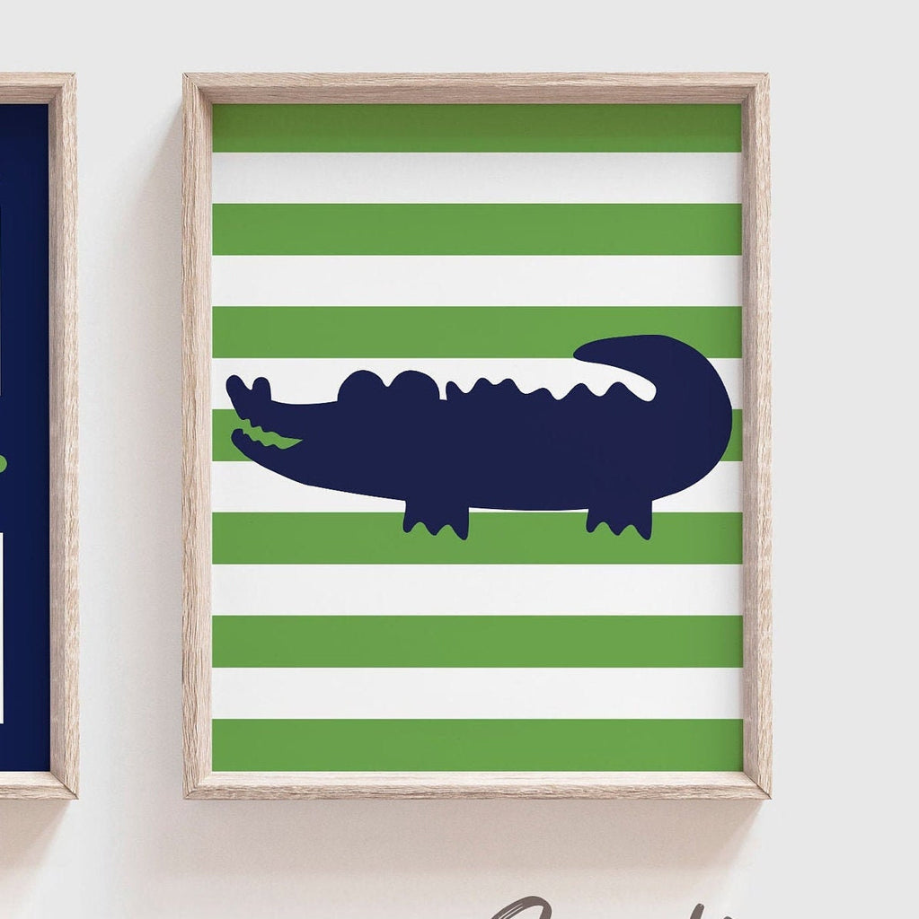 Little boy bathroom decor, gator bathroom, navy blue and green alligator bathroom, boys bathroom decor, wash brush floss flush, alligators