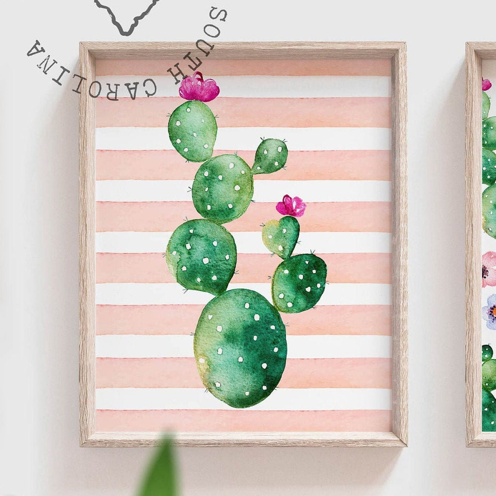Succulent kids room art, personalized name, baby gift boho, desert cactus, baby shower llama cactus succulents, llama prints, girls room art – unframed wall art print for kids room or nursery.