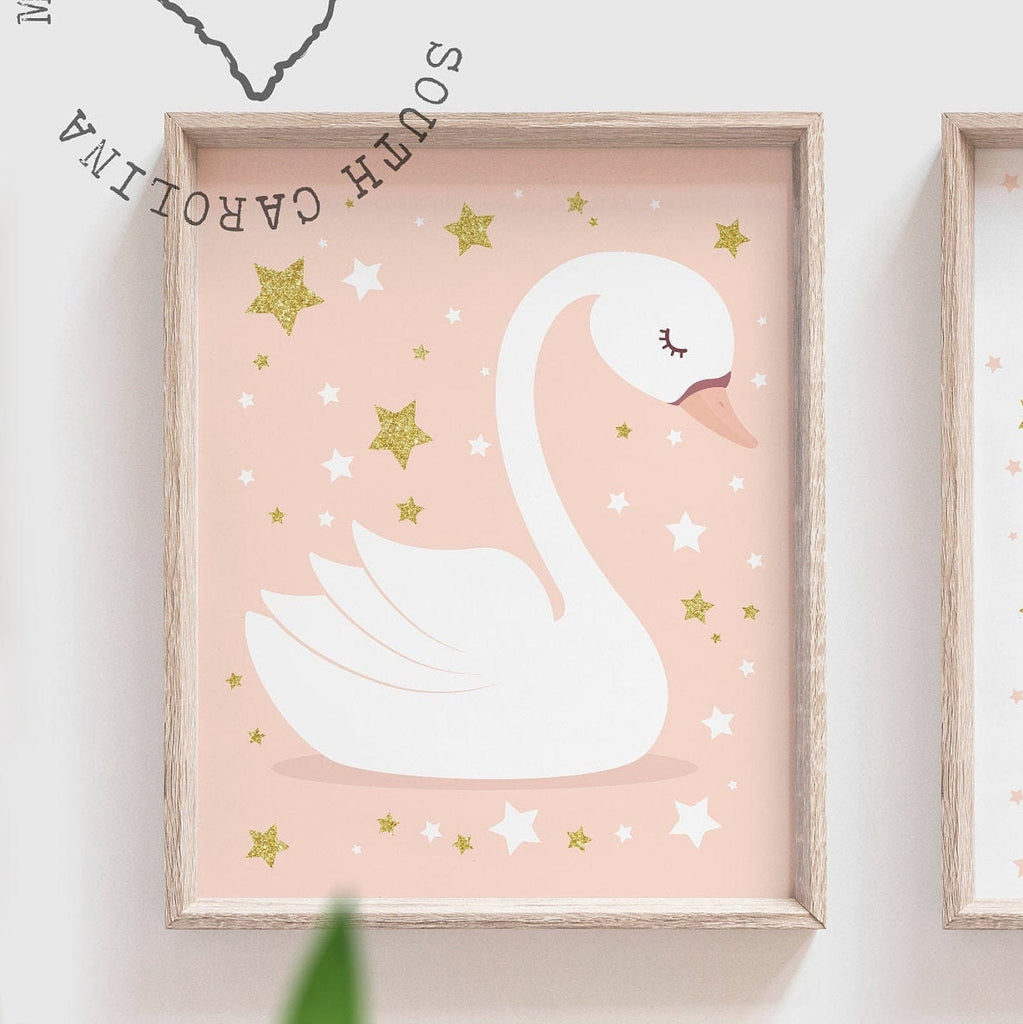 Peach and gold love baby wall decor, baby girl nursery art, wall art for girls nursery, wall decor for girls nursery, swans baby, swan theme