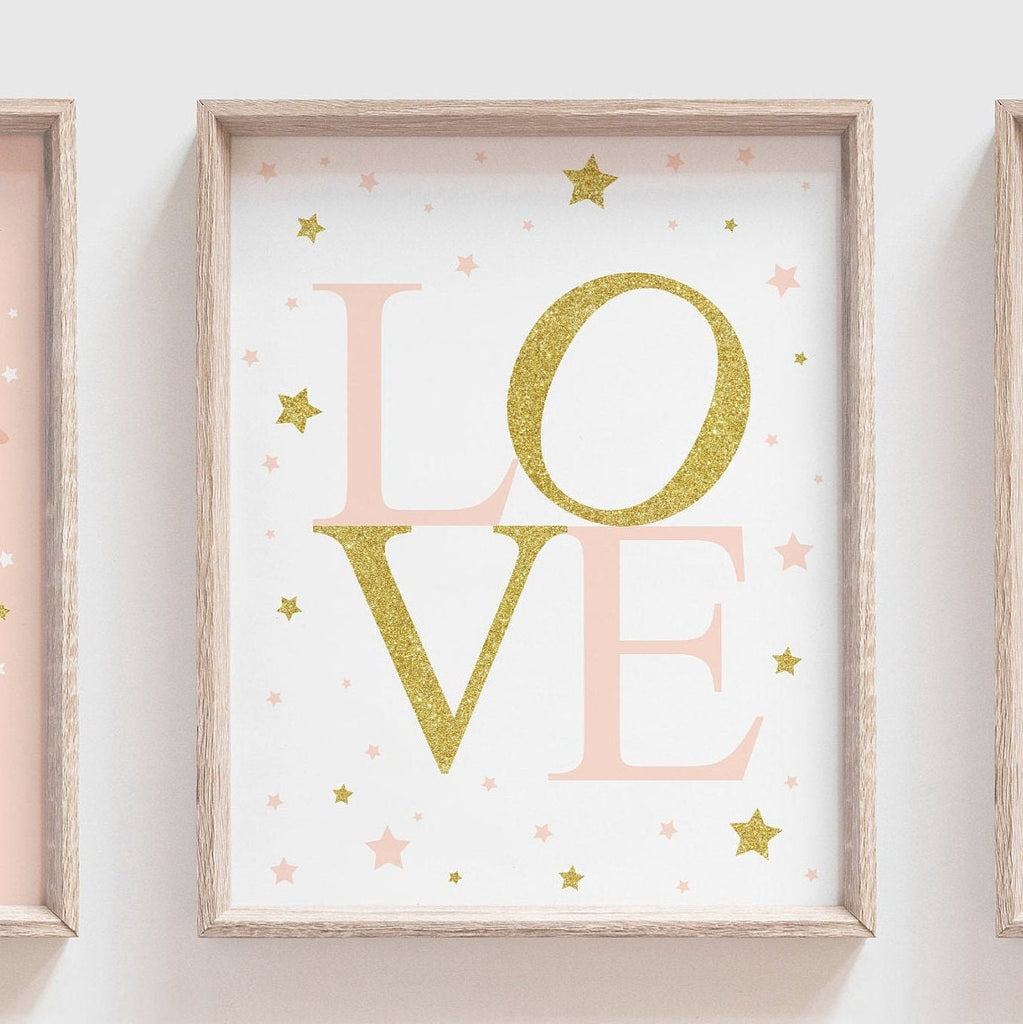 Peach and gold love baby wall decor, baby girl nursery art, wall art for girls nursery, wall decor for girls nursery, swans baby, swan theme