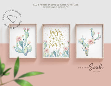 floral_cactus_baby,cactus_baby_gift,happy_girls_are,the_prettiest,pink_mint_and_gold,pink_flower_art,succulent_baby,shower_gift_for_girl,cactus_baby_shower,cactus_shower_girl,southwestern_nursery,desert_cactus_blooms,girl_birthday_gift
