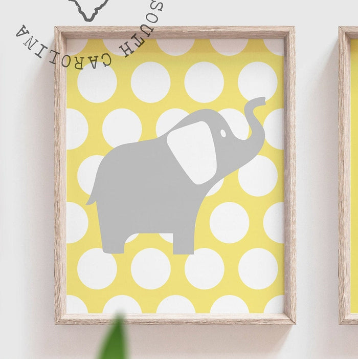 Twin nursery decor, elephants for twins, quote for twins, yellow and gray nursery wall art, two little blessings, gray and yellow nursery