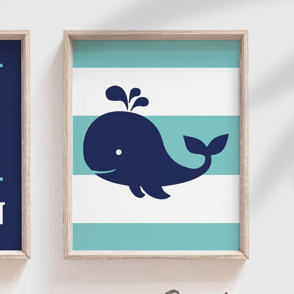 Whale nursery, whale nursery art, whale nursery decor, boys whale decor, whale decor for boys, baby boy whales, baby whale art, whale art – unframed wall art print for kids room or nursery.