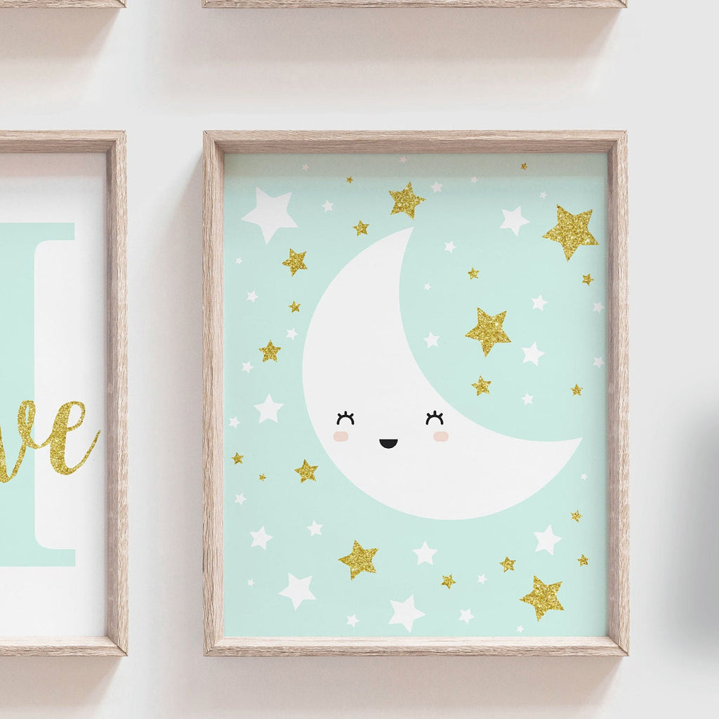 Sister nursery decor, mint gold and lilac purple, girls room monogram, sister nursery, sister shared bedroom, twin sisters, twin girls decor – unframed wall art print for kids room or nursery.