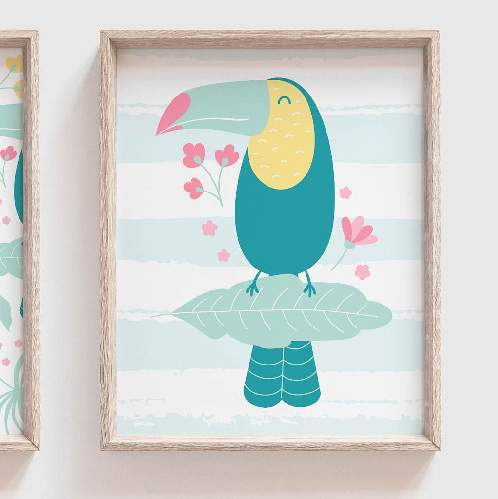 Tropical nursery decor, wall art for girls room personalized, tropical nursery wall art, girls bedroom art, tropical baby shower, flamingos