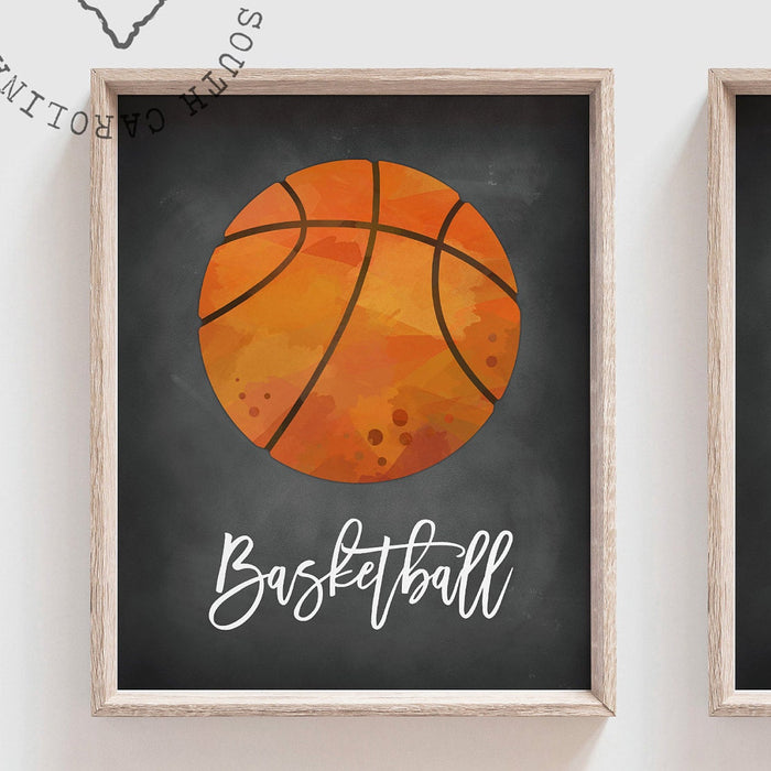 Sports wall prints for kid room, sports balls wall pictures, sports art collection set, basketball baseball soccer football wall art nursery