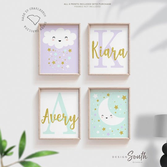 sister_room_art,sister_room_decor,shared_bedroom_girls,girls_room_art,purple_and_mint_twin,bright_twin_room_art,twin_wall_art,twin_wall_decor,sibling_art,wall_art_two_girls,monogram_two_girls,little_girl_playroom,gold_sparkle_kid_art