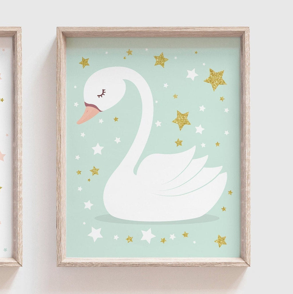 Love print set nursery wall, swan gift for little girl room, swan nursery decor, baby girl love print, swan print, wall art girl bedroom