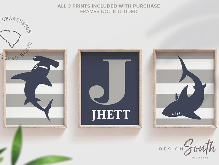 Shark nursery art, boys shark nursery decor personalized, kids shark decor, toddler shark room, shark decor, boys shark bedroom personalized