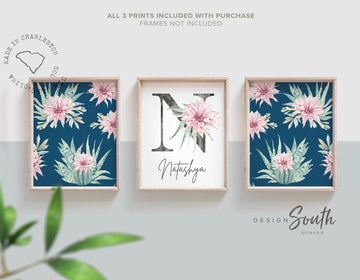 flowers,nursery_decor,girls_nursery_prints,playroom_art,girls_wall_art,cactus_desert_theme,baby_shower_gift,girls_bedroom_wall,pink_and_navy_blue,pink_mint_navy,pink_floral_nursery,pink_floral_bedroom,baby_girl_room_gift