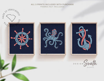 nautical_bathroom,navy_blue_and_coral,nautical_decor,nautical_prints,nautical_theme,children's_art_print,nautical_pictures,anchor_ship_wheel,octopus_kids_room,bathroom_wall_prints,decor_for_children,wall_ideas_playroom,nautical_playroom