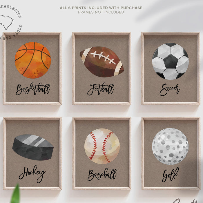 Sports wall art prints for kids, boys nursery decor sports theme, baby shower sports gift boy, sports collection wall pictures boys bedroom