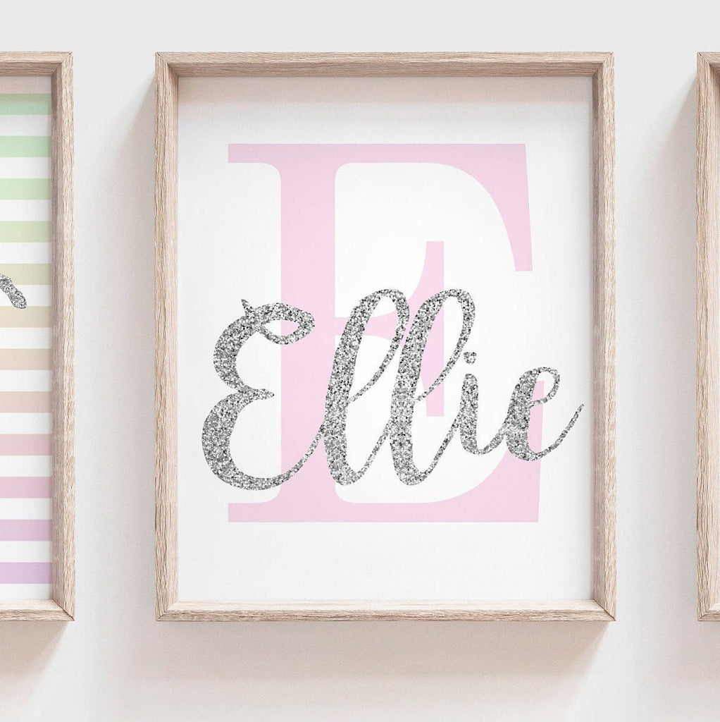 Unicorn nursery art, rainbow unicorn theme girl's room, unicorn wall art baby girl, personalized unicorn poster print set, mermaid sparkle – unframed wall art print for kids room or nursery.