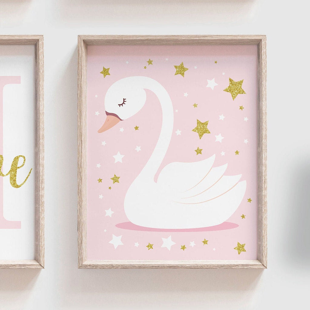 Twin girls pink and lilac, twin art swan theme, twin sister nursery decor, wall decor for sisters, wall art for twin girls, sisters wall art