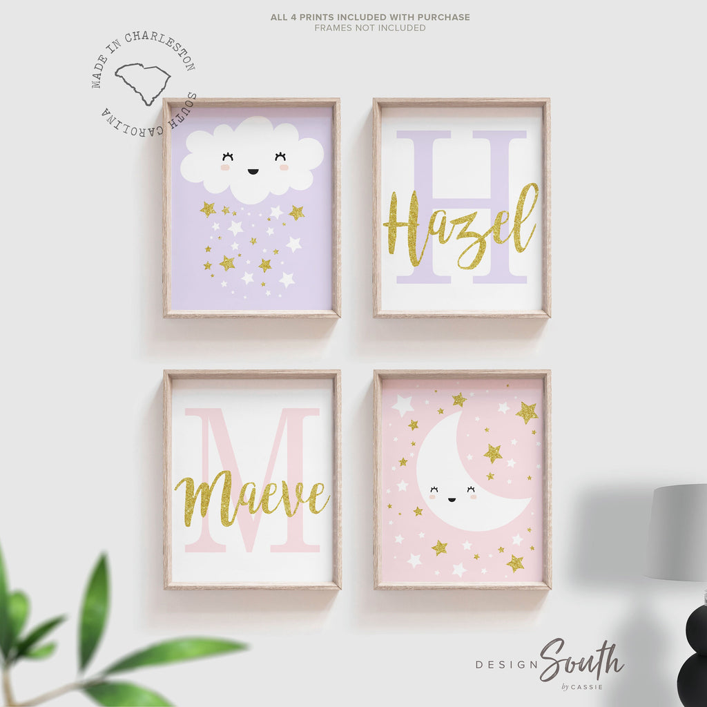 moon_and_stars_art,moon_and_stars_decor,girls_moon_and_stars,sister_bedroom_art,sister_bedroom_decor,twin_girls_decor,twin_girls_room_art,twin_sister_art,sister_room_ideas,sister_monograms,monogram_for_twins,personalized_signs,lilac_purple_pink