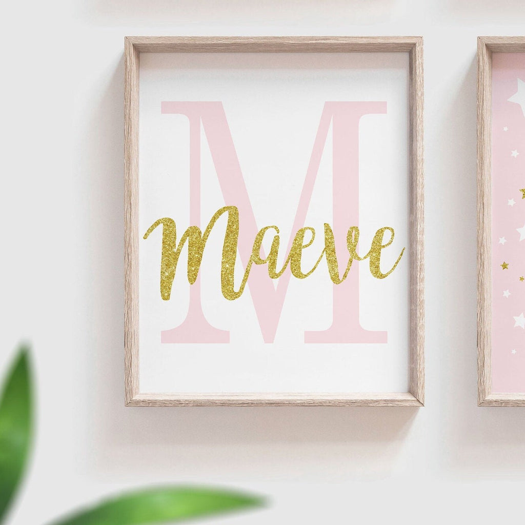 Sister bedroom pink lilac, sister nursery moon and stars, gold sparkle decor, nursery ideas two girls, gift for twin girls pink lilac purple – unframed wall art print for kids room or nursery.