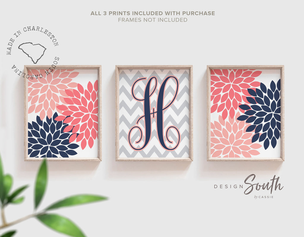 coral_and_navy_room,floral_dahlia_burst,baby_girl_nursery,coral_navy_nursery,nursery_wall_art,navy_nursery_wall,navy_flower_wall_art,coral_flower_art,bedroom_wall_prints,little_girls_room,birthday_girl_gift,baby_shower_gift,personalized_initial
