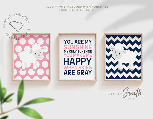 lamb_nursery_decor,lamb-themed_nursery,baby_room_lamb_art,lamb_baby_decor,twin_baby_shower,twin_baby_art,navy_blue_pink_twins,twin_room_wall_art,sheep_theme_nursery,baby_room_wall_ideas,girl_boy_shared_room,playroom_wall_art,nursery_wall_prints