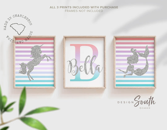 pink_teal_nursery,pink_teal_bedroom,girl_mermaid_unicorn,ombre_baby_art_print,girls_name_custom,personalized_gift,unicorn_nursery_art,nursery_theme_girl,wall_art_baby_room,magical_glittery,girl's_bedroom_wall,sparkle_wall_prints,unicorn_and_mermaid