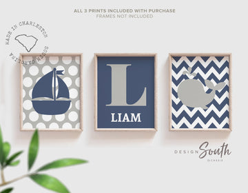 nautical_navy_gray,sailboat_whale,boys_nursery_art,baby_boy_nautical,nautical_baby_boy,navy_blue_gray_art,nursery_ideas_boy,baby_shower_gift,nautical_shower,baby_gift_whale,personalized_art,baby_initial_decor,baby_boy_name_art