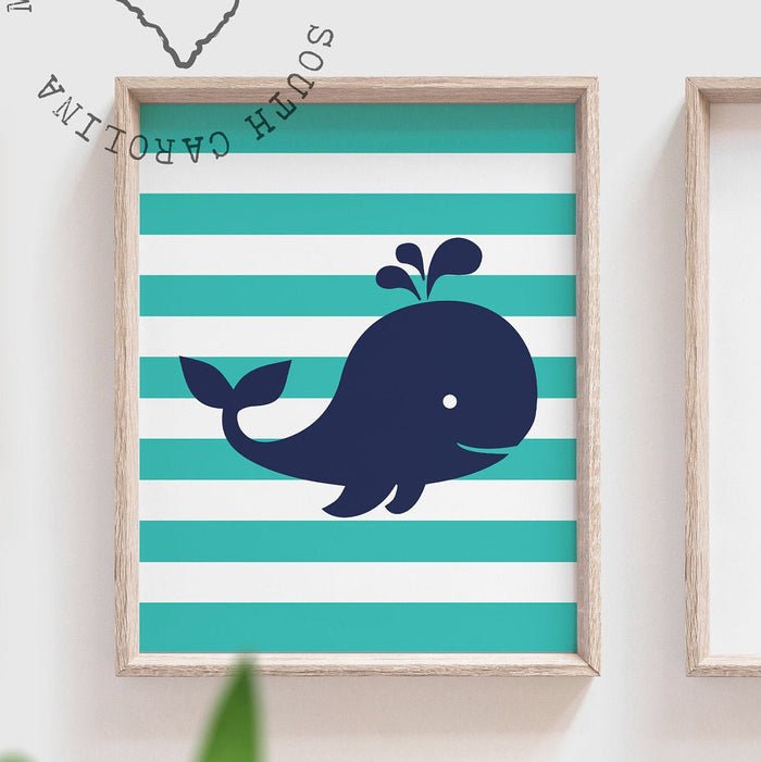 Twin nursery decor, whale twin nursery art, pink navy blue quote for twins, twin nursery for boy and girl, gift for twins nautical theme art