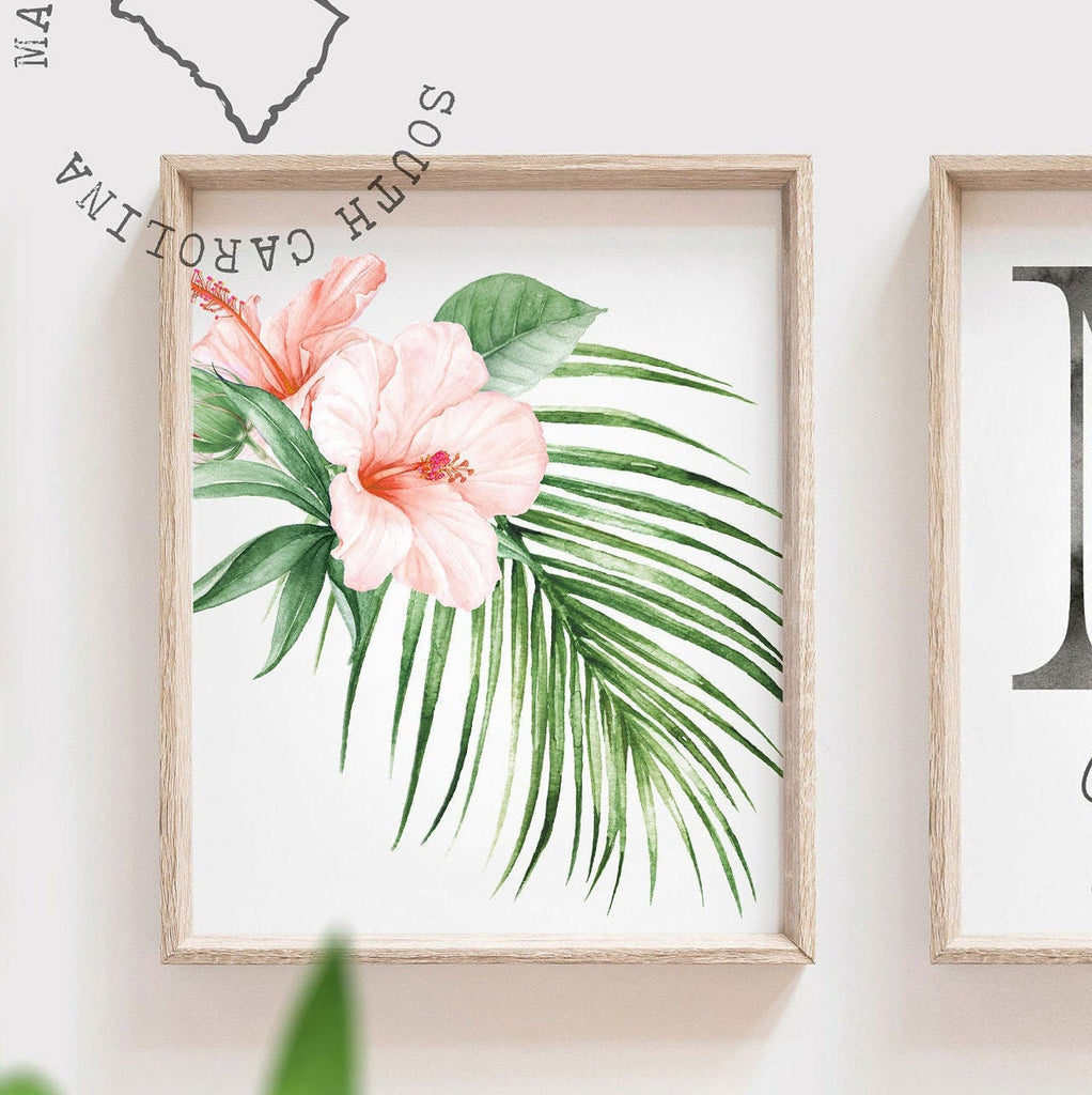 Blush pink girls animal nursery art, girl animal art, baby girl name flower animal, girl baby giraffe wall art, girl bedroom tropical jungleBlush pink girls animal nursery art, girl animal art, baby girl name flower animal, girl baby giraffe wall art, girl bedroom tropical jungle