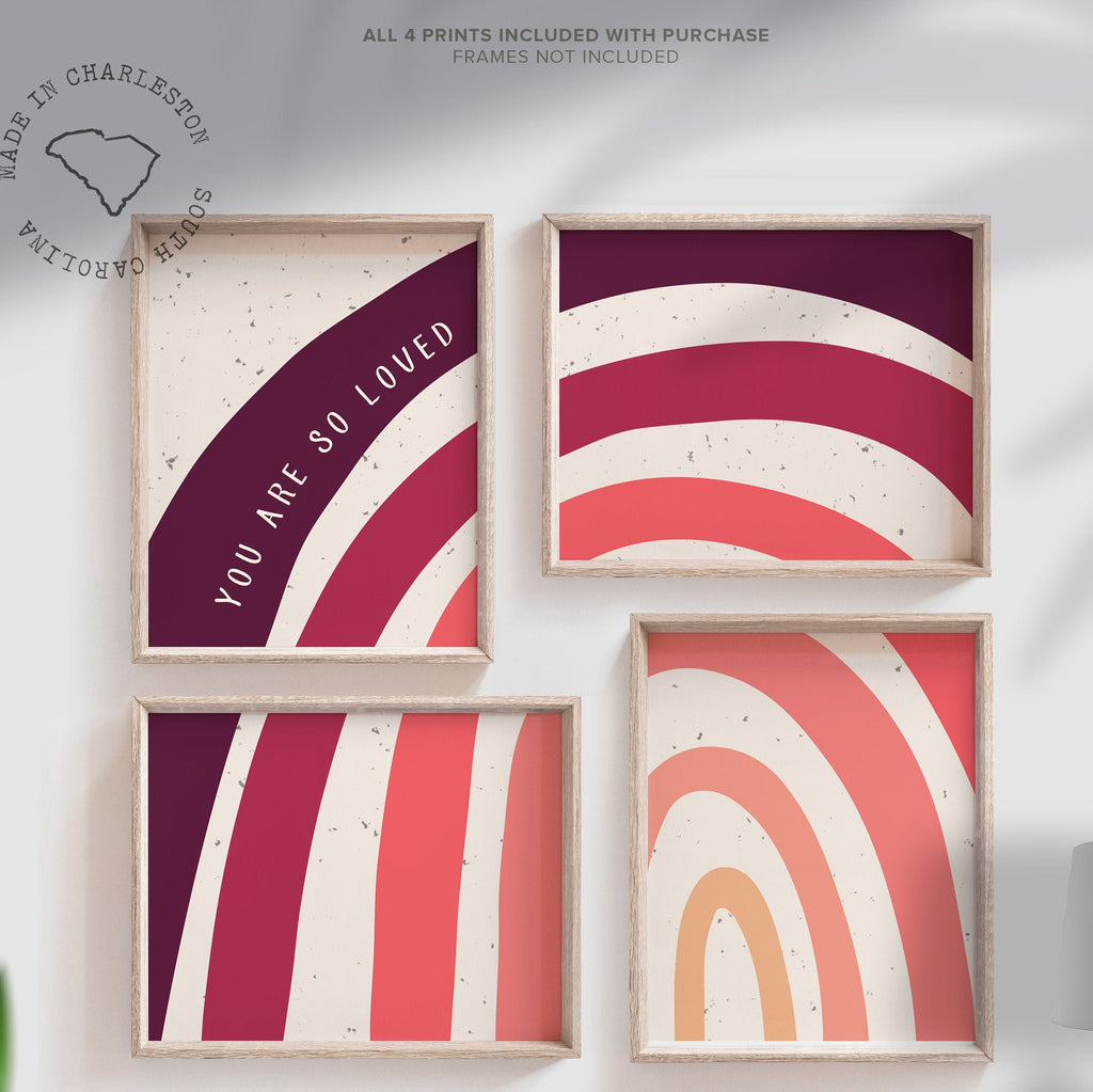 Rainbow nursery wall decor, baby room wall muted rainbow, rainbow child art print, playroom wall ideas, rainbow images, kid you are so loved – unframed wall art print for kids room or nursery.