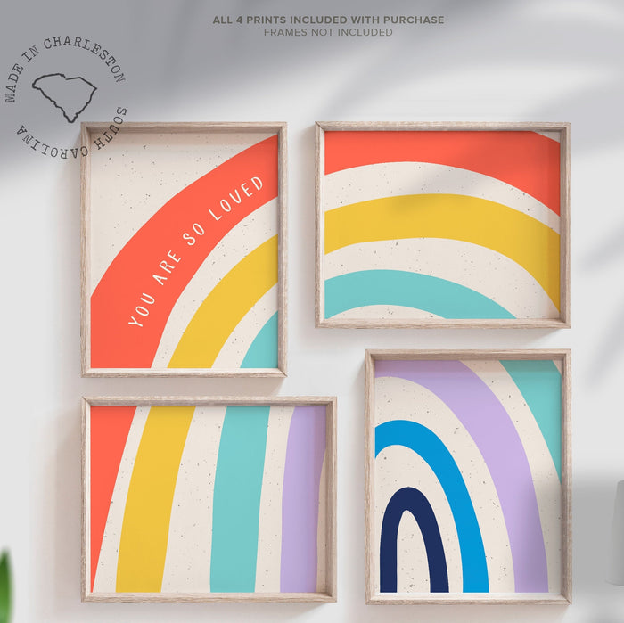 Rainbow nursery wall decor, baby room wall colorful rainbow, rainbow child art print, playroom wall idea, rainbow image, kid you are loved
