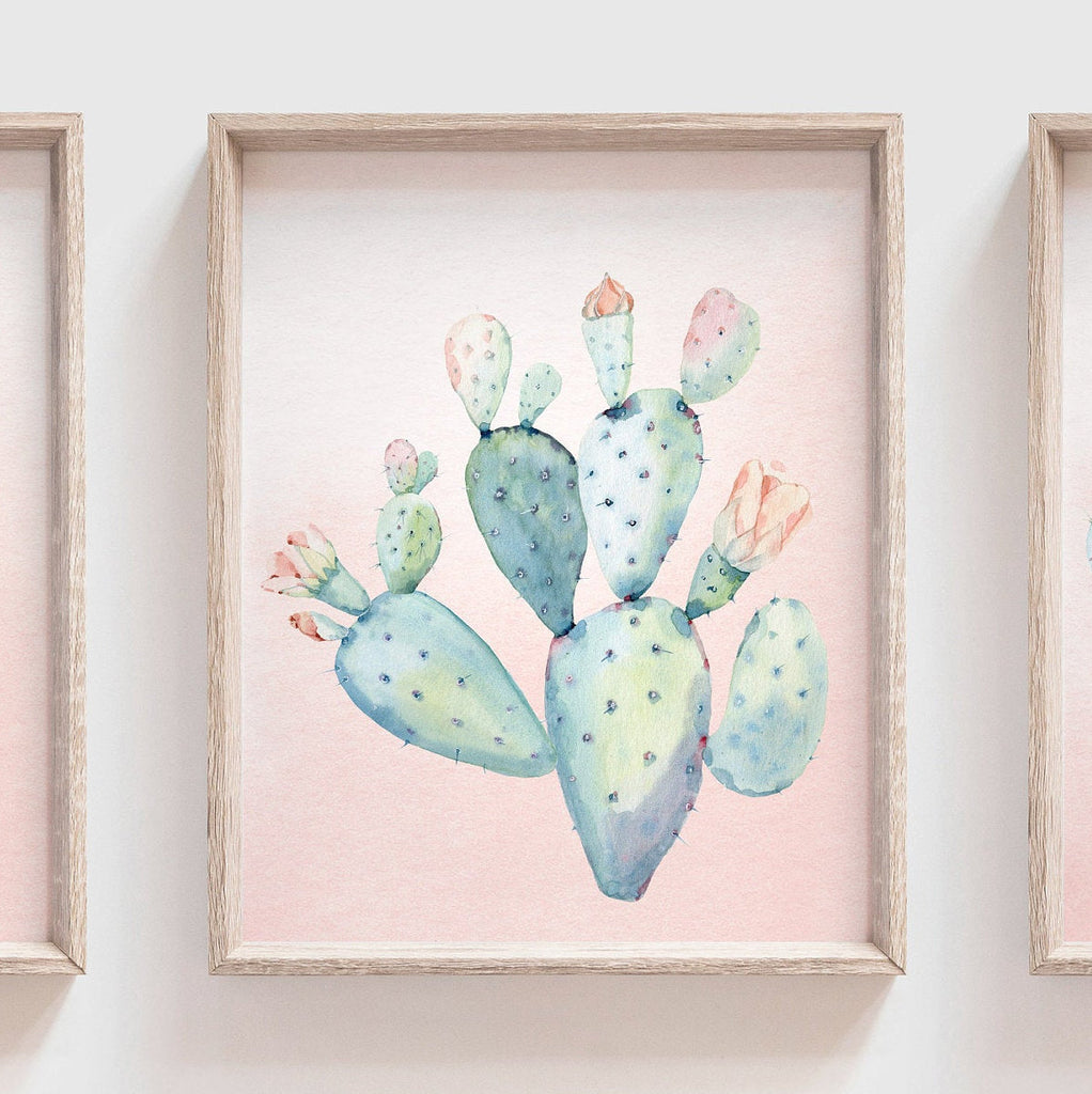 Baby girl nursery decor, girls cactus boho southwestern theme nursery art, cactus bloom theme, baby girl wall art, blush nursery wall decor