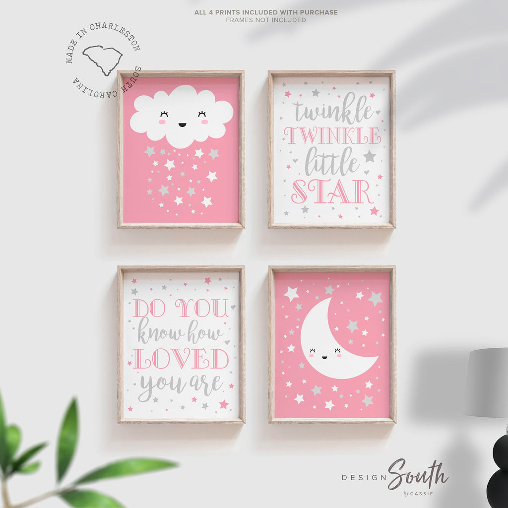 baby_girl_nursery,pink_gray_baby_art,pink_gray_nursery,gift_girl_shower,twinkle_twinkle_star,know_you_are_loved,girl's_bedroom_pink,baby_shower_gift,star_moon_cloud_set,wall_star_art_theme,cloud_nursery_decor,wall_art_baby_girl,wall_decor_baby_girl