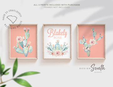 coral_nursery_cactus,baby_girl_wall_art,girl_southwestern,cactus_blooms_theme,baby_shower_gift,wall_art_for_girls,coral_nursery_themes,desert_cactus_decor,baby_room_pink_art,personalized_name,cactus_girl_monogram,gift_for_newborn,girl's_bedroom_print