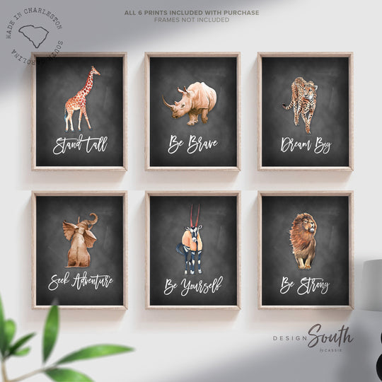 Toddler room decor, safari animals set wall art kids, big boy bedroom, boys bedroom safari jungle theme decor, industrial theme boy toddler – unframed wall art print for kids room or nursery.