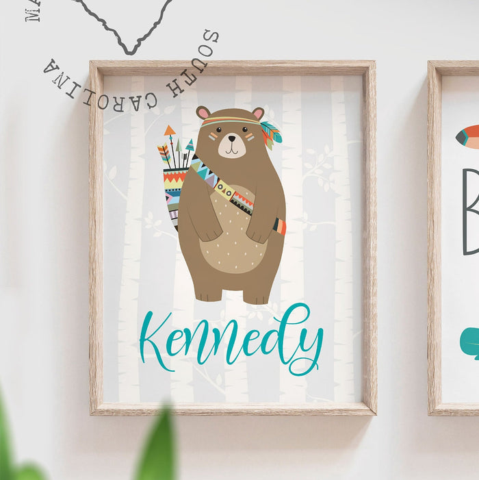 Twin monograms wall art, siblings playroom art, twin nursery decor, brother names decor woodland theme, fox bear woodland theme twin decor