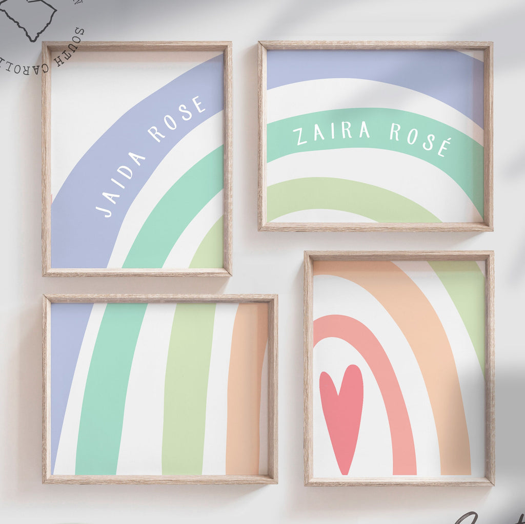 Sister room decor ideas, sister gift, sister birthday gift, sister room sign, sister room wall decor, art print set rainbow themed two girls – unframed wall art print for kids room or nursery.