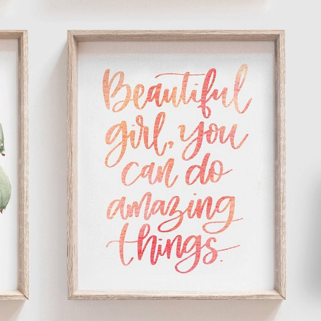 Flamingo tropical nursery wall art, botanical plants flamingos pineapple palm leaves decor, girls palm name bedroom art, nursery art print