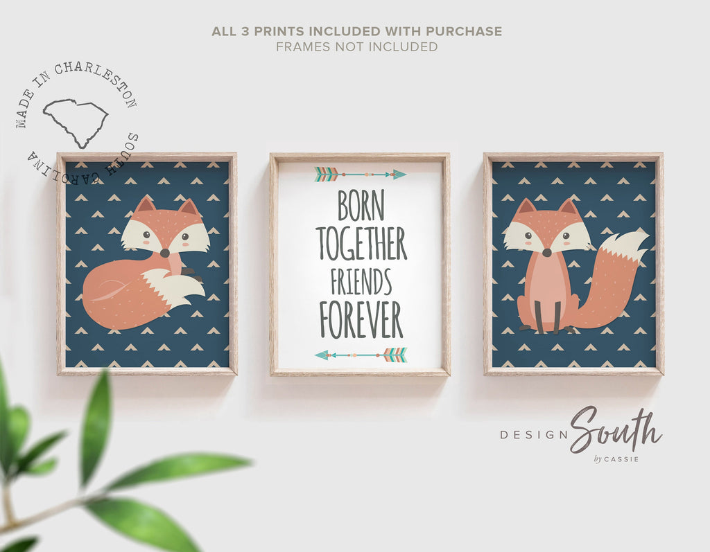 twin_wall_art,twin_wall_decor,twin_bedroom_ideas,wall_art_print_twin,gift_for_twins,twin_baby_shower,twin_shower_gift,two_blessings,woodland_twin_room,decor_fox_boy_girl,brother_twin_prints,fox_woodland_twins,baby_boy_twin_foxes
