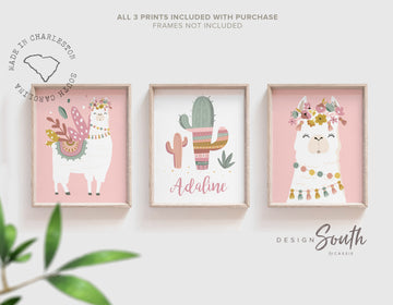 girl_floral_boho_set,llama_themed_girl,baby_shower_gift,baby_girl_room_art,alpaca_pictures,muted_pink_earthy,bohemian_girl_room,boho_girl_bedroom,trendy_nursery_art,trendy_nursery_decor,personalized_name,floral_crown_cactus,llama_baby_shower