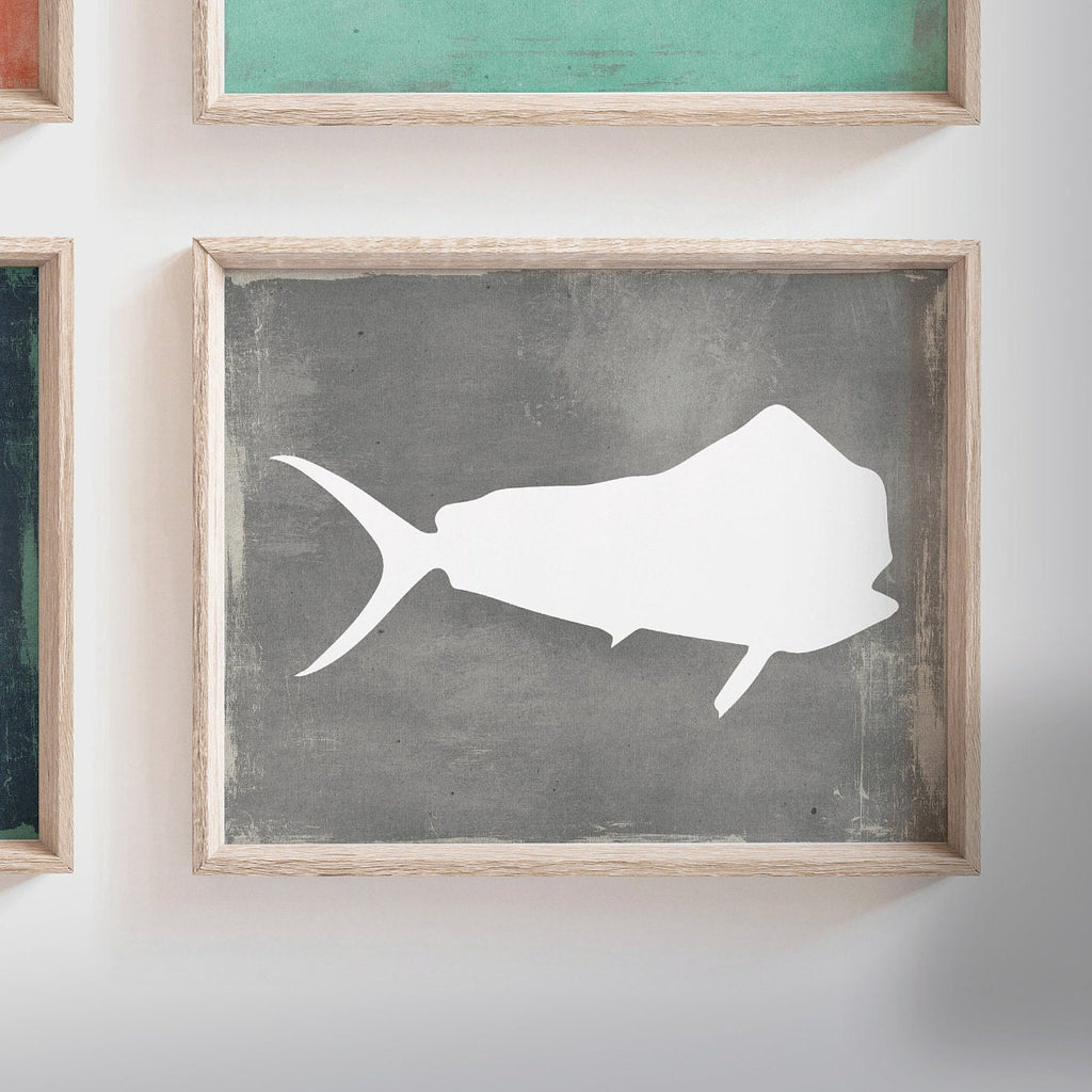 Nautical room decor, saltwater deep sea fish poster print set, fishing theme bedroom wall art, saltwater fish nursery, fish theme blue gray