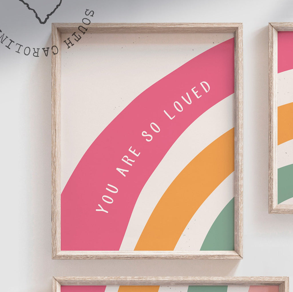Rainbow nursery, rainbow baby gift, pink orange baby room, baby girl room decor ideas, rainbow nursery theme, nursery decor rainbow wall set – unframed wall art print for kids room or nursery.