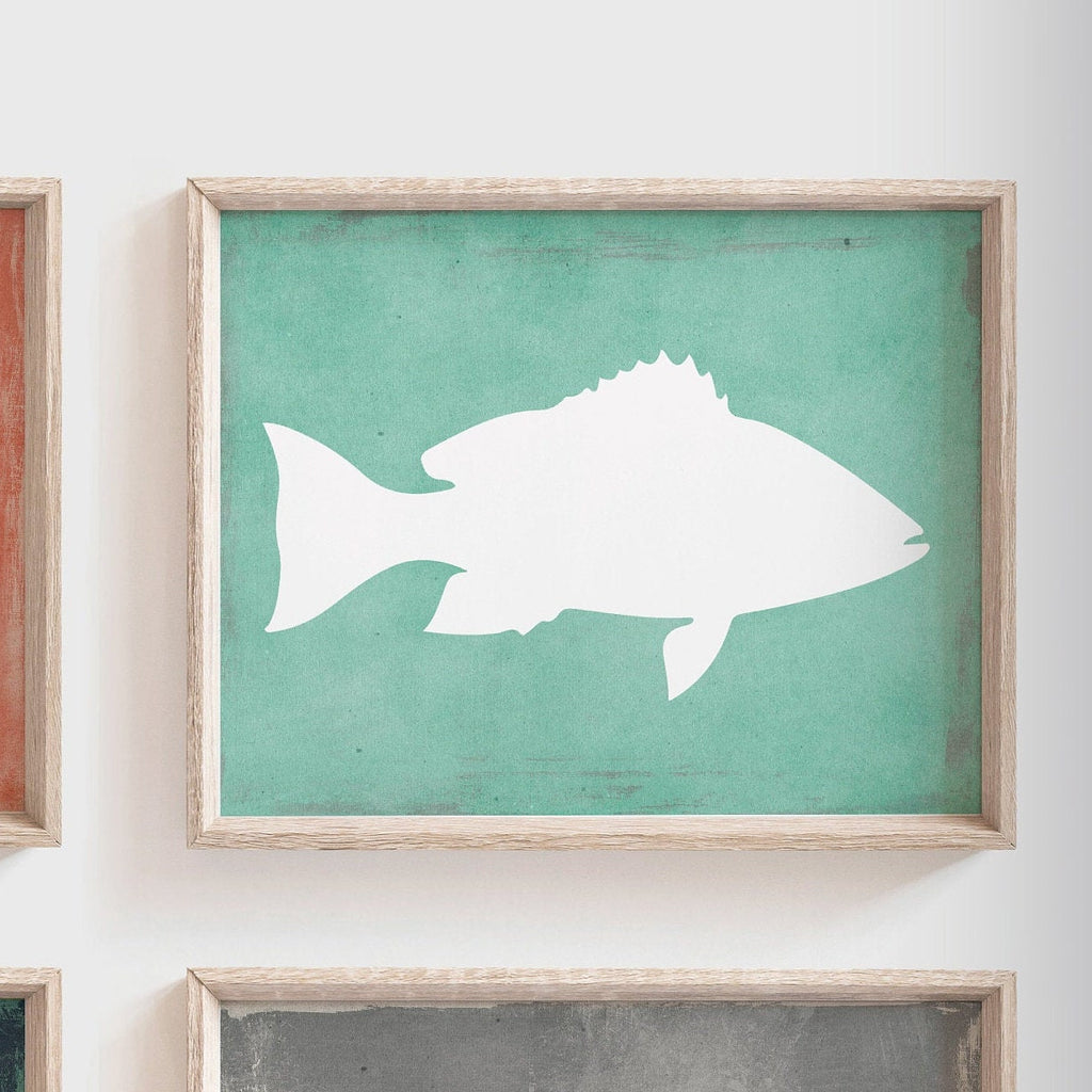 Nautical room decor, saltwater deep sea fish poster print set, fishing theme bedroom wall art, saltwater fish nursery, fish theme blue gray