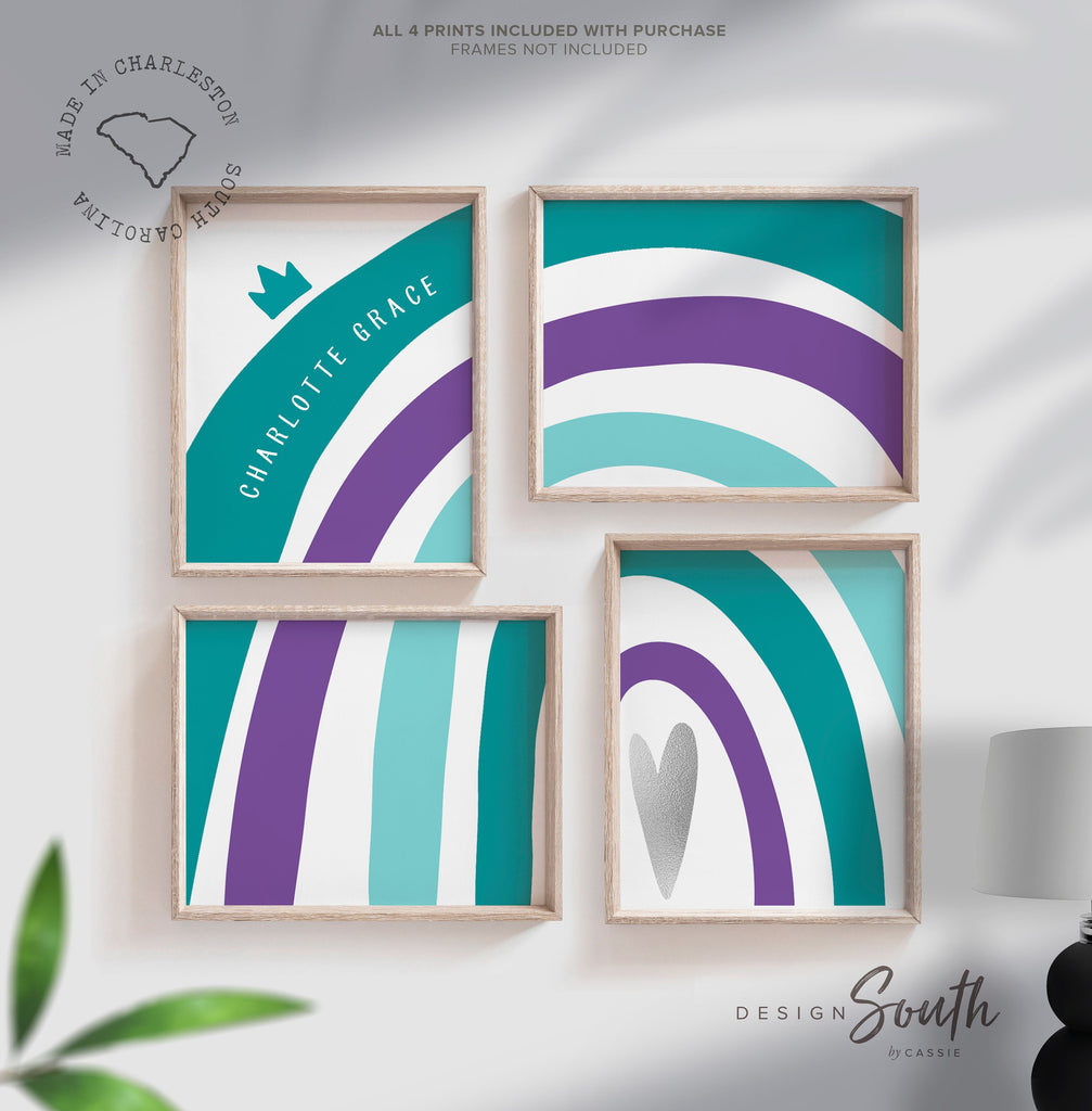 purple_teal_bedroom,purple_teal_nursery,purple_teal_blue_art,baby_girl_room_art,baby_girl_decor_teal,heart_crown_girls,personalized_name,toddler_rainbow_art,big_girl_bedroom,little_girl_room_art,rainbow_themed_room,girl_playroom_ideas,wall_art_for_newborn